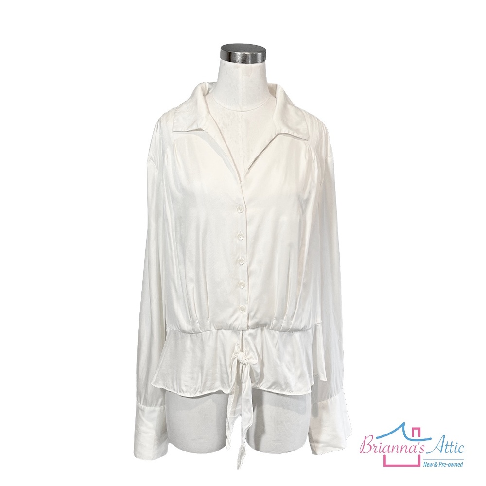 JONES NEW YORK women's button down long sleeve shirt in Ivory size 16
